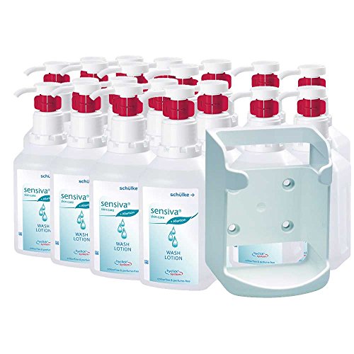 1x SET, 20x 500 ml Sensiva® wash lotion hyclick, Waschlotion, 1x Wandspender für Vierkantflaschen