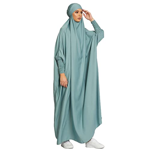BRONG Gebetskleidung Für Frauen Islam Abaya Muslim Damen Gebet Jilbab Kleidung Muslimische Kleider Lange Ärmel Burka Ganzkörper Beten des Islamischen Niqab Islamische Grün, XL Große Größen Tall