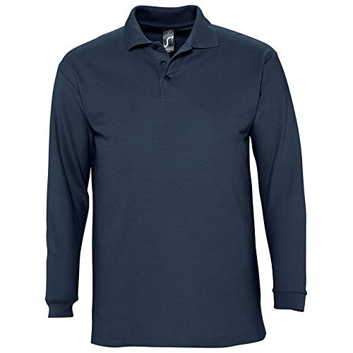 Sols Herren Winter II Pique Langarm-Shirt/Polo-Shirt, Langarm (L) (Marineblau)