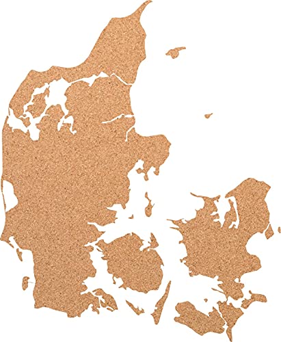 Dänemark als Pinnwand aus Kork XXL ca. 80x50 cm | Umriss Dänemark zum Pinnen und als Wanddeko | Tolle CORKWORLD | Detailgenau & Hochwertig