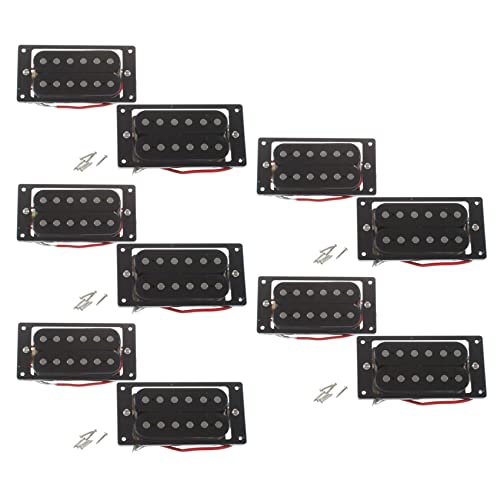 Pyatofly 10 Stück (5 Set) schwarze Humbucker Doppelspule E-Gitarren-Tonabnehmer + Rahmenschraube
