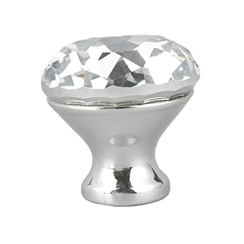 ECOLFE Schrankgriffe, 2 Stück Einloch-Diamant-Kristallgriffe for Schrank, Kleiderschrank, Schublade, 30 Griffe mit Goldboden (Color : Silver)