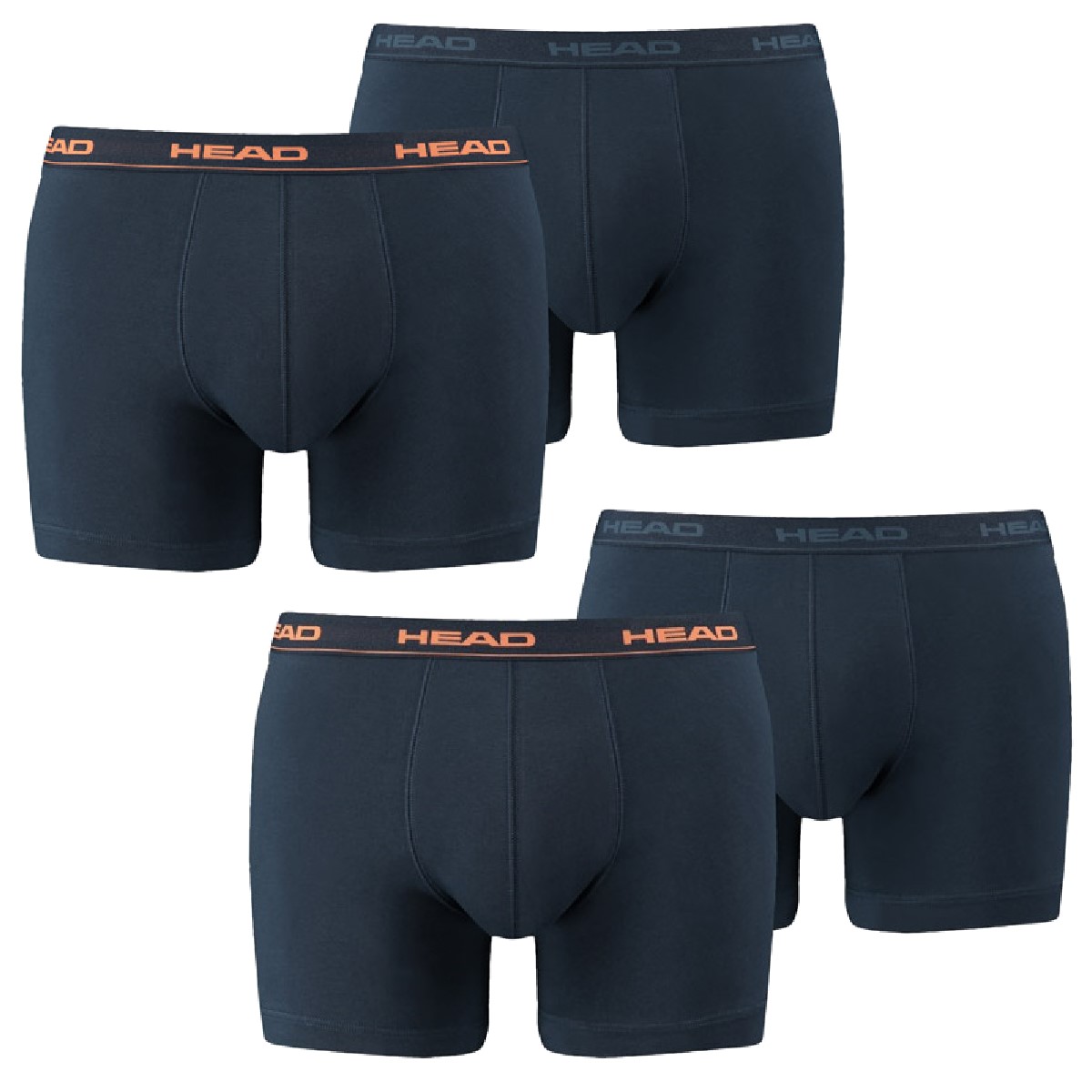 MULTIPACK BOXERS 4 PACK Head Herren Boxer Boxershorts Basic Pant Unterwäsche S, 493 - Peacoat/Orange