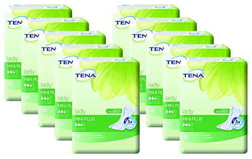 Tena Lady Mini Plus Einlagen für leichte Blasenschwäche / Inkontinenz 10er Pack (10 x 16 Stück)