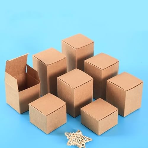 10 Stück kleine Papierkartons, braun, Kraft, weiß, schwarz, rot, Verpackungsbox für handgefertigte Seife, Schmuck, Süßigkeitenboxen, Auburn, 7 x 7 x 8 cm