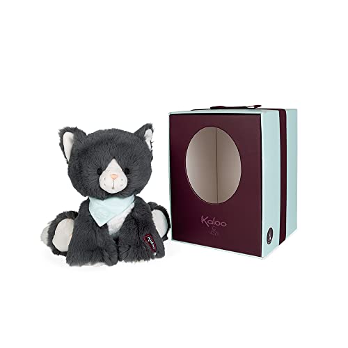 KALOO Les Amis-Baby-Plüschtier Chamallow die Katze-14 cm-superweiches Material-Geschenkbox-für Neugeborene, K970004, Grau