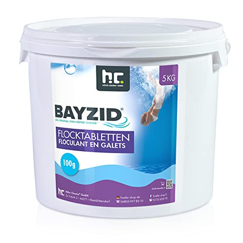 Höfer Chemie 1 x 5 kg BAYZID Pool Flockungsmittel Tabletten Flocktabletten - einfache Anwendung gegen Trübungen + kristallklares Poolwasser