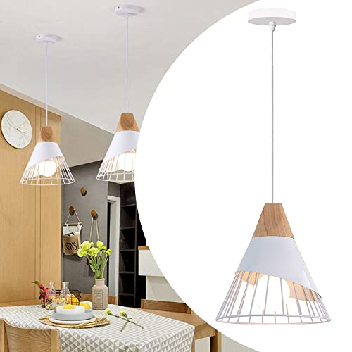 Mengjay Industrielle Moderne LED Pendelleuchte Hängeleuchte E27 Fassung für Bürodeckenleuchten Φ25cm für Esszimmer, Wohnzimmer, Arbeitszimmer (Weiß)
