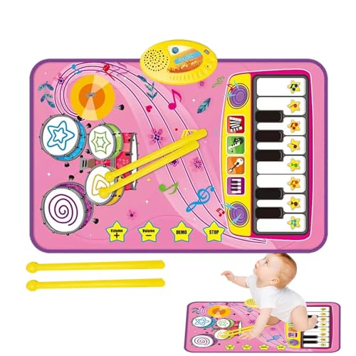 Aibyks Musikspielmatte für Kinder,Musikspielmatte - 2-in-1-Teppich für Klaviertastatur und Schlagzeugmatte für die frühe Bildung,Musik-Bodendecke, Teppich für Klaviertastatur und Trommelmatte,
