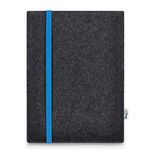 Stilbag Hülle für Apple iPad Mini (2019) | Etui Case aus Merino Wollfilz | Modell Leon in anthrazit/blau | Tablet Schutz-Hülle Made in Germany