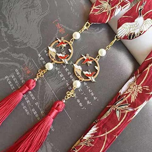 Zum Anbringen auf der Stirn Hanfu Quaste Haarband Hot Stamping Brocade Carp Abnehmbare Fransen The Crane Tire Haarschmuck