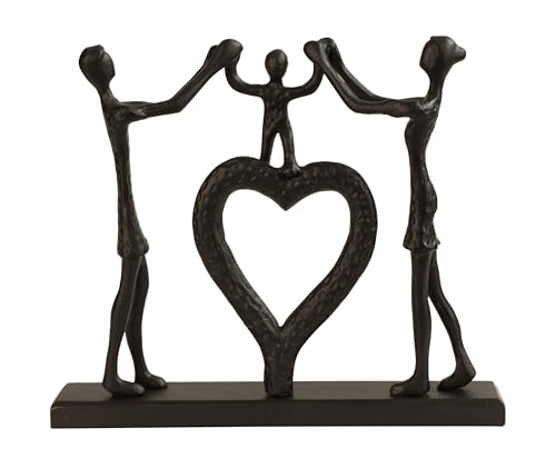 Lifestyle & More Skulptur Dekofigur Familie aus Metall auf Holzsockel stehend schwarz 38x32 cm