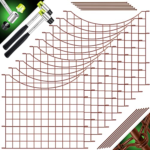 KESSER® Teichzaun Gartenzaun Steckzaun Komplettset Metall 10 Zaunelemente Inkl. 2X Hammer + 12 Befestigungsstäben, Zaun zum stecken für Garten, Unterbogen Rund Gitterzaun Set Freigehege für Hunde