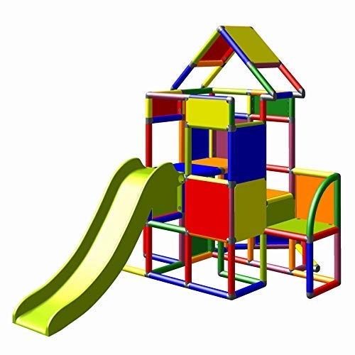 Moveandstic 6013 - großer Spielturm Lisa mit Rutsche und kleinen Anbau (Multicolor 7 Farben)
