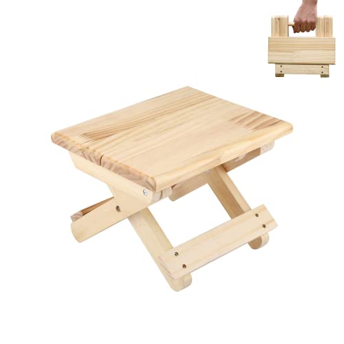 Mini Klapphocker aus Holz. Reisesitz, Kinderhocker, Tragbarer Fußhocker für Zuhause, Badezimmer, Küche, Garten, Büro, Reisen. Unterstützt 90 kg.