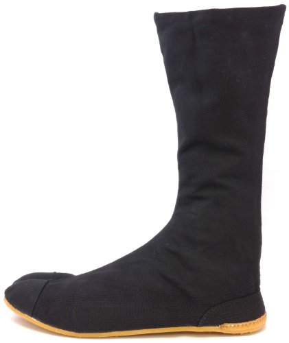 Schwarze, japanische Ninja-/Bujinkan-/Jika-Tabi-Stiefel für den Außenbereich, von Rikio, Schwarz - Schwarz - Größe: 24.5 cm