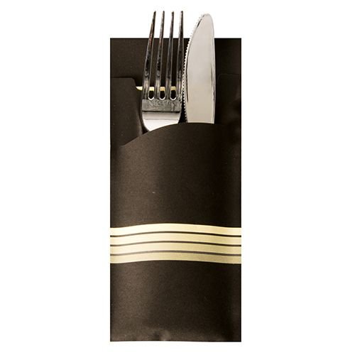PAPSTAR Servietten-Tasche , Stripes, , schwarz / creme