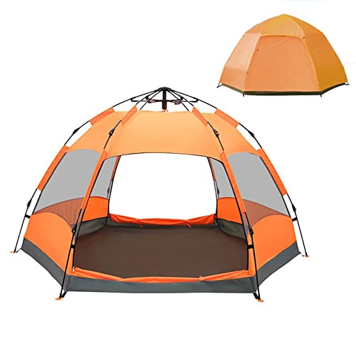 SSWERWEQ Zelte Outdoor 5-8 Person Double Hex Beach Automatisches Zelt Camping Rainfestes Zelt (Color : Orange)