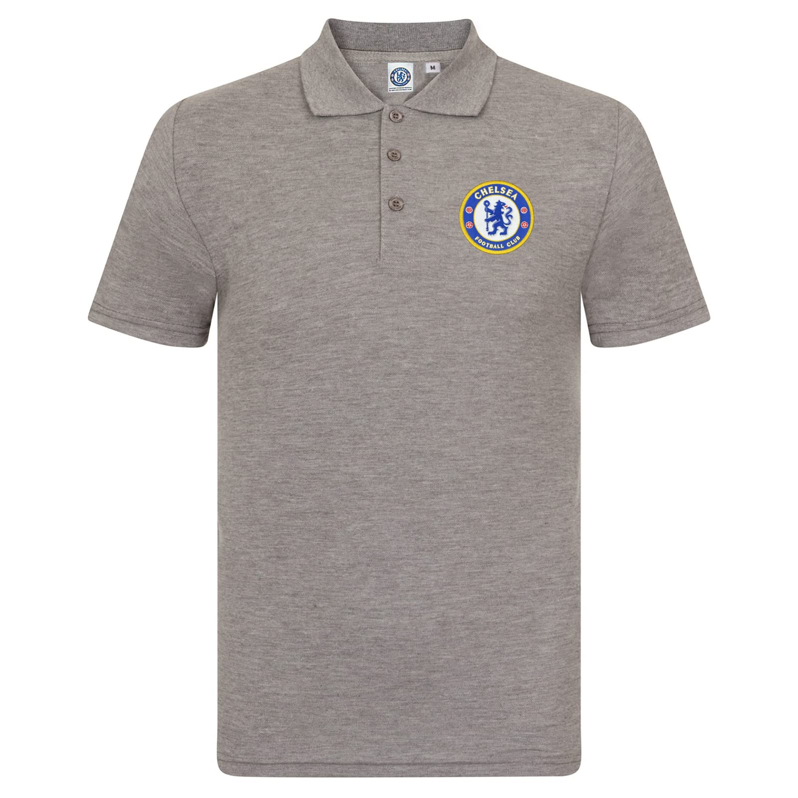 Chelsea FC Herren Polo-Shirt mit originalem Fußball-Wappen - Geschenkartikel - Grau - XL