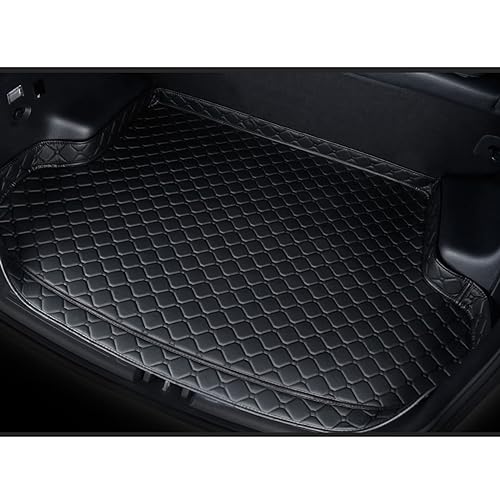 Auto Kofferraum Schutzmatte für Porsche macan 2014-2022, Leder Kofferraummatten rutschfest Wasserdicht Kofferraumwanne Innenraum ZubehöR,Black-High Side