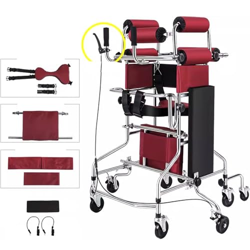 Gehhilfe mit Rädern, Höhenverstellbare Breite Medizinische, Komfortable Schaumstoff Armlehne Mobilität Rollator, für Behinderte Verletzte Rehabilitation Training