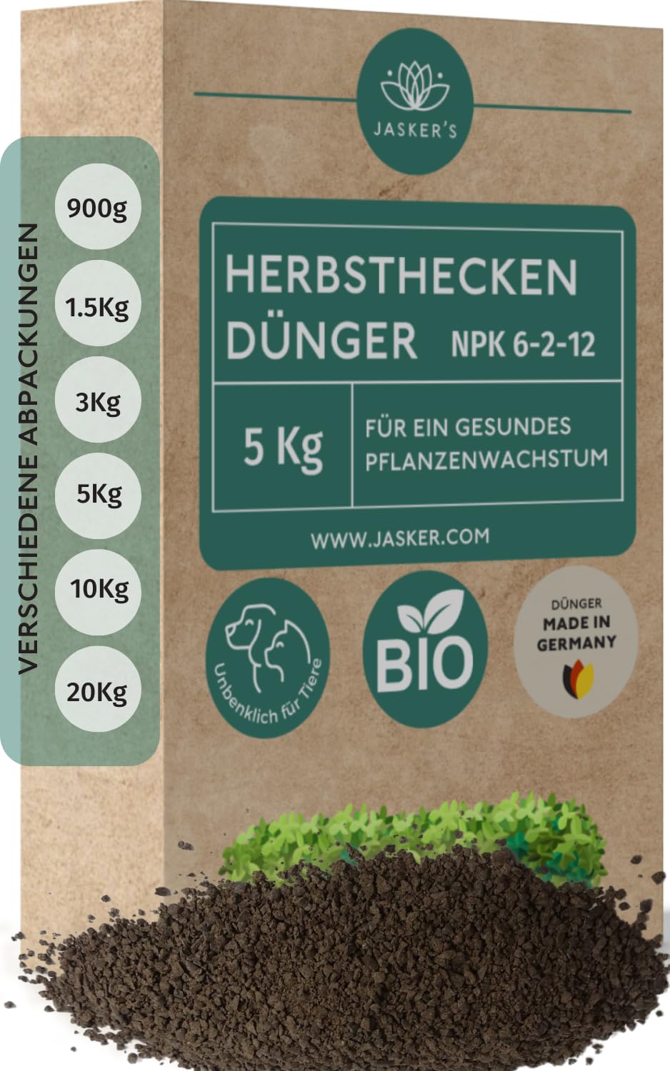 Bio Heckendünger 5 Kg - 100% Tierfreundlicher Pflanzendünger - Ideal als Dünger für Buchsbaum, Nadelbäume, Thuja Hecken - Viel Kalium & Magnesium für frischgrüne Blätter