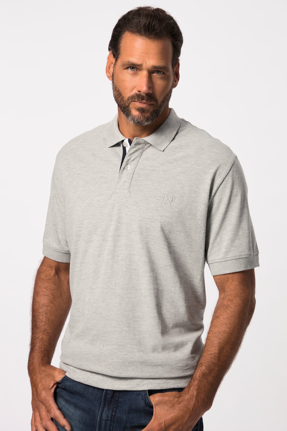 Große Größen Polo-Shirt, Herren, grau, Größe: 5XL, Baumwolle, JP1880