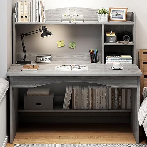 Home-Office-Schreibtische, moderner, einfacher Schreibtisch – Computertisch mit Ablageflächen, platzsparender PC-Tisch für Arbeitszimmer, Schreibtisch/Arbeitsplatz – einfacher Aufbau – ideal für das