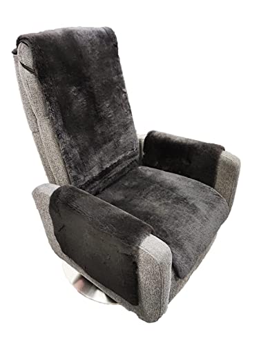 Sesselschoner Lammfell Premium Sesselauflage Relax, Sesselschutz - Breite 50 cm (Länge 160 cm + Armlehne, Schiefer)