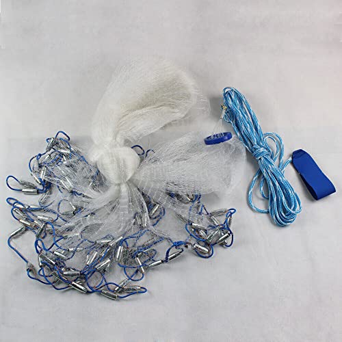ischernetz, Wurfnetz Hand Überwurf Angelnetz aus Nylon Tragbares Wurfnetz Monofilament Handwurf Angeln Mesh für Fischen Köder Falle Fisch (6.6m)