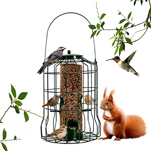 Vogelfutterspender – Metall-Hängeschlauch, Vogelfutterstation mit 4 Futteranschlüssen, Fenster-Vogelfutterstation, Käfig-Vogelfutterstation, geeignet für kleine Wildvögel und Spatzen