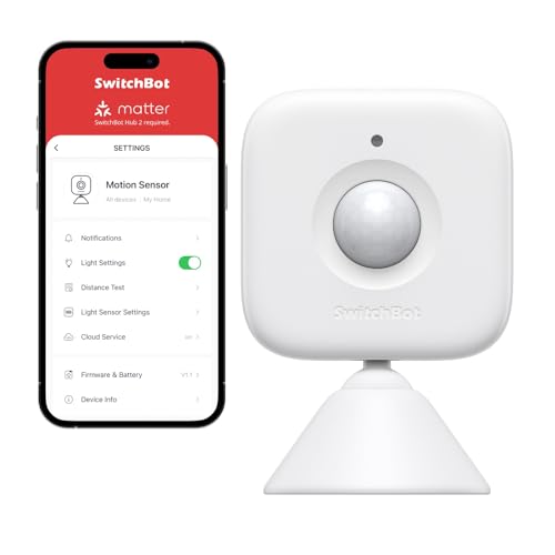 SwitchBot Smart Motion Door Sensor - Wireless Home Security System, PIR Motion Detector Alert, Add SwitchBot Hub Mini Compatible with Alexa
