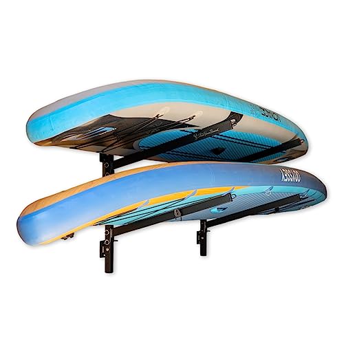 StoreYourBoard Standup Paddleboard und Surfboard Aufbewahrungsregal, 2 SUP verstellbare Wandhalterung, strapazierfähig, hält 90 kg