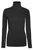 Brody & Co Damen Rollkragen-Pullover,, exklusive, Unifarben, für den Winter und Skifahren, Stretch-Qualität, Baumwoll-Jersey Gr. 38, Schwarz