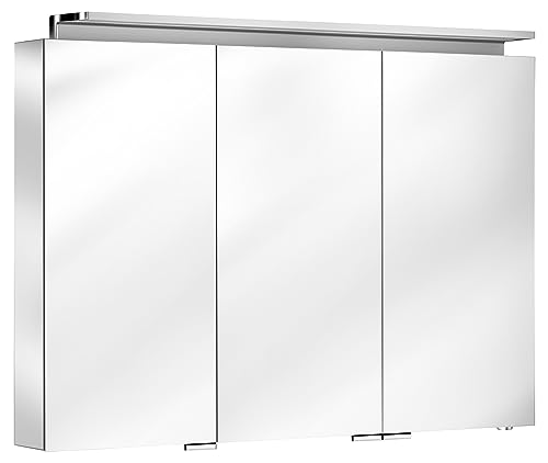 Keuco Spiegel-Schrank mit Variabler LED-Beleuchtung dimmbar, inkl. Wandbeleuchtung, verspiegelter Korpus, mit 3 Türen, 100x74,2x15 cm Royal L1