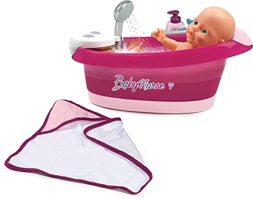 Smoby - Baby Nurse Puppen-Badewanne - Wanne mit elektronischen Funktionen und viel Zubehör, Puppen-Zubehör für Puppen bis 42 cm, für Kinder ab 3 Jahren