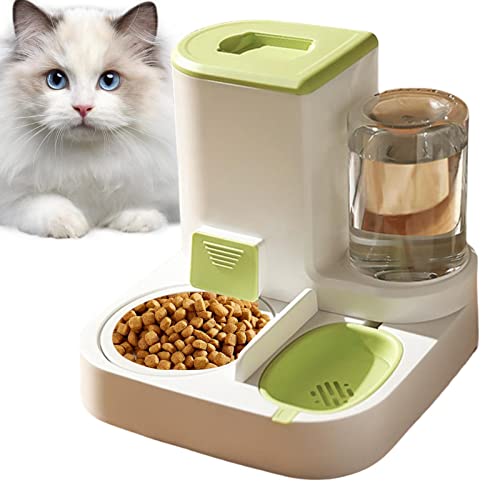 Gravity Pet Feeder mit automatischer Bewässerungsflasche – Automatischer Schwerkraft-Haustier-Futterspender mit Schüssel | 2-in-1 Schwerkraft-Haustierfutter- und Wasserspender – Futterspender für