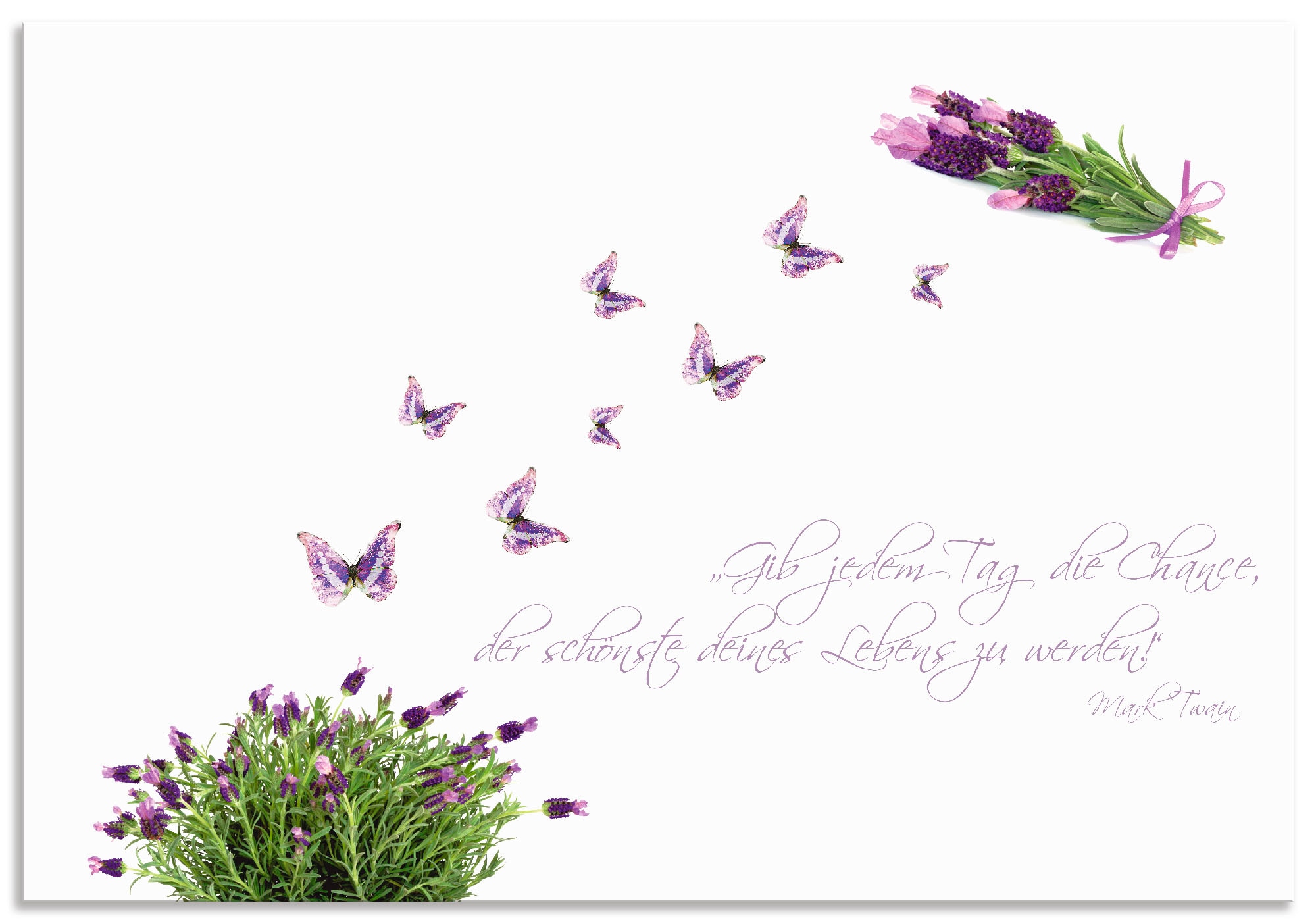 Artland Küchenrückwand "Lila Schmetterlinge an Lavendel", (1 tlg.), Alu Spritzschutz mit Klebeband, einfache Montage