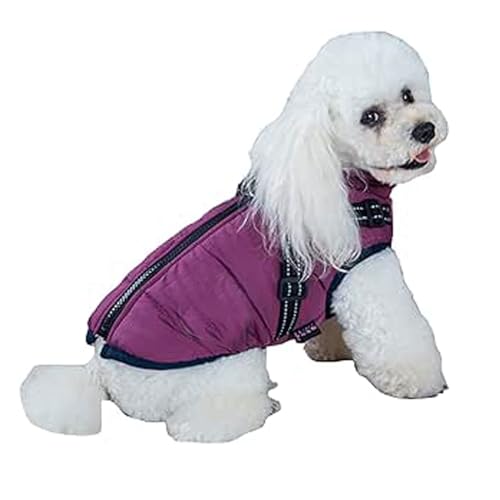 Hunde-Wintermantel, wasserdicht, reflektierend, Hundejacke, warme Hundeweste mit Fleece-Futter, for mittelgroße und kleine Welpen (Color : Purple, Size : Small)