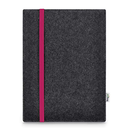 Stilbag Hülle für Huawei MediaPad M5 Lite 10 | Etui Case aus Merino Wollfilz | Modell Leon in anthrazit/pink | Tablet Schutz-Hülle Made in Germany