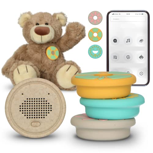 Alecto Baby HeeHee - Chat-Schaltfläche, Macht Ihr Kuscheltier zum Interaktiven Freund - Baby Musik Spielzeug mit Text-Chat - Steuerbar mit App - 100% Nachhaltig und Biologisch Abbaubar