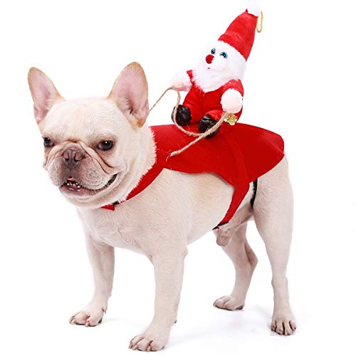 Homieco Hunde Weihnachtskostüm, Haustier Hund Katze Weihnachten Kleidung, Santa Outfit für Hund Katze, Hundeweihnachts Mantel, Haustier Kleidung für für Weihnachten, Party, Geburtstag etc