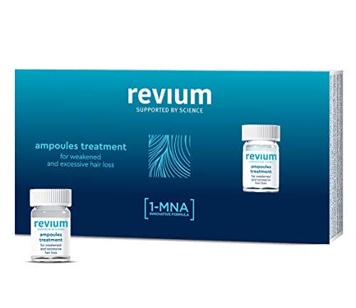 Revium Haarwachstum Ampullen Behandlung mit 1-MNA-Molekül ohne Ausspülen, Tiefenwirksame Haarkur für geschädigtes Haar, das Haar wird von innen repariert, 15 x 5 ml
