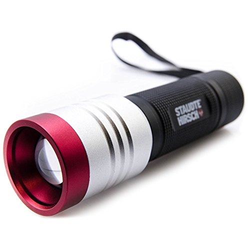STAUDTE HIRSCH LED Taschenlampe SH-5.410, 150 lm, batteriebetrieben, fokussierbar, spritzwassergeschützt (IPX4), 100 m, max. 5 h, 3 Leuchtmodi, tageslichtweiß, 150 g