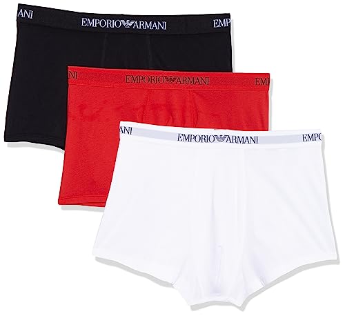Emporio Armani Underwear Herren 111610CC722 Retroshorts, Mehrfarbig (Bianco/Rosso/Nero 23410), Large (3er Pack)