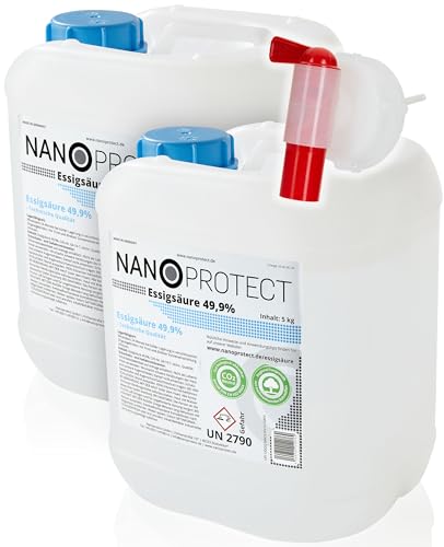 Nanoprotect Essigsäure 60% | 10 kg inkl. Spezial Auslaufhahn | Premium Qualität