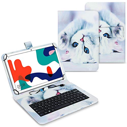 UC-Express Tasche kompatibel für Huawei MatePad T10 / T10s Hülle Keyboard Case Tastatur QWERTZ Standfunktion USB, Farben:Motiv 2