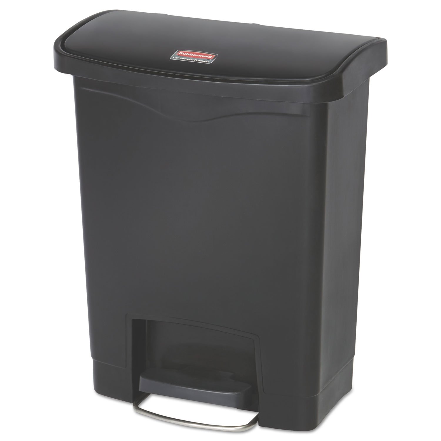 Rubbermaid Commercial Products Slim Jim 1883609 30 Litre Front Step Step-On Resin Wastebasket - Black