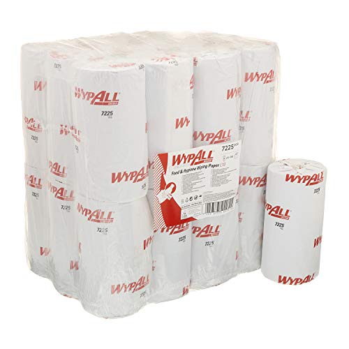 WypAll L10 Papier-Reinigungstücher für Lebensmittel und Hygiene 7225 – 1-lagige blaue Kompaktrolle – 24 Rollen mit Zentralentnahme x 165 Papier-Wischtücher (insges. 3.960)