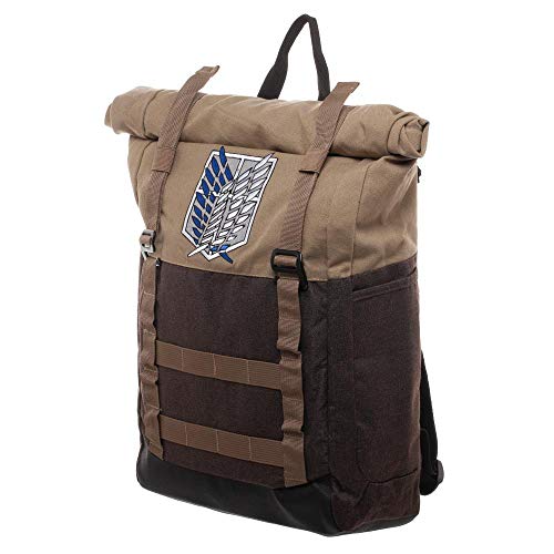 Bioworld - Attack on Titan Roll-Top Laptop Backpack with Laptop Pocket